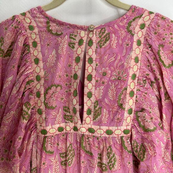 Cleobella Magdelena Wildflower mini dress pink floral XS puff sleeves garden - Picture 8 of 10